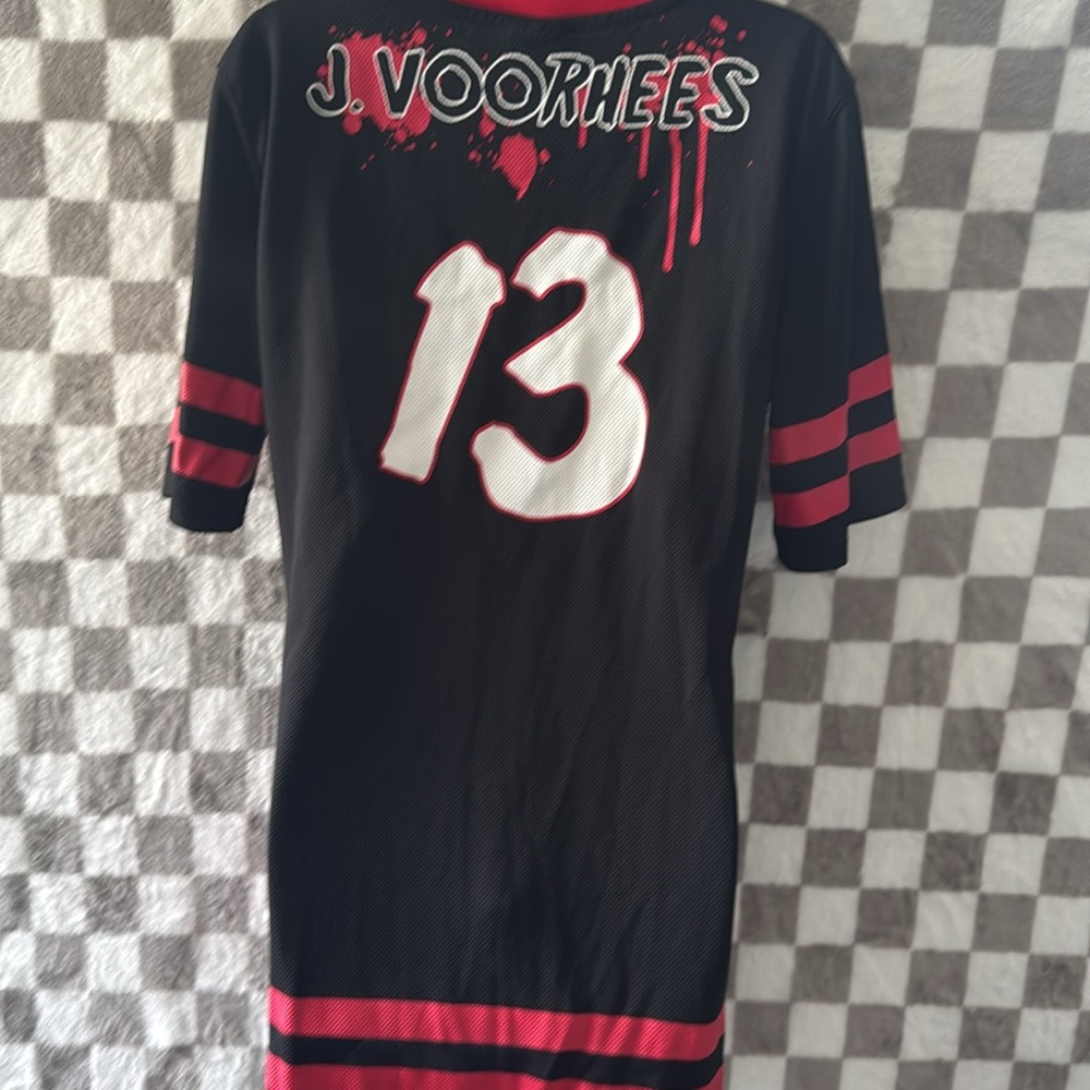 Friday the 13 Adult Jason Hockey V Neck Maxi Short Sleeve Dress Size L/Large - Picture 8 of 9